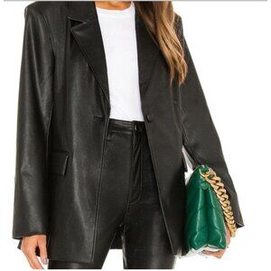 Danielle Bernstein WeWoreWhat Croc Embossed Fall Vegan Leather Blazer Black XS